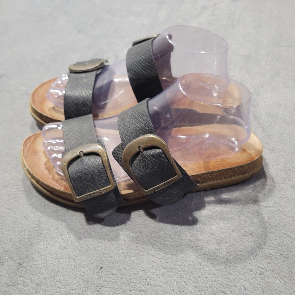 Blowfish Malibu 4Earth Sandals Women 9.5 Grey Snake‎ Print Slide Buckle Boho 73